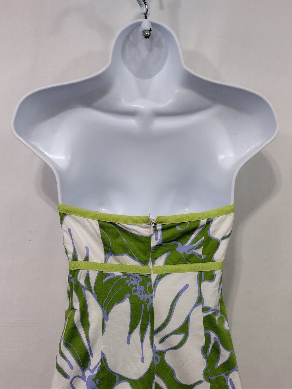 Tabitha Floral Strapless Dress Women's 8 White Green Retro 90s Coastal Party - Picture 6 of 7
